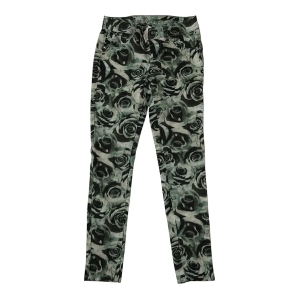 Justice premium girls green‎ and black rose jeggings size 12